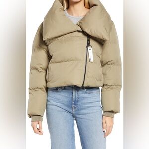 Avec Les Filles Crop Puffer Coat In Rosemary